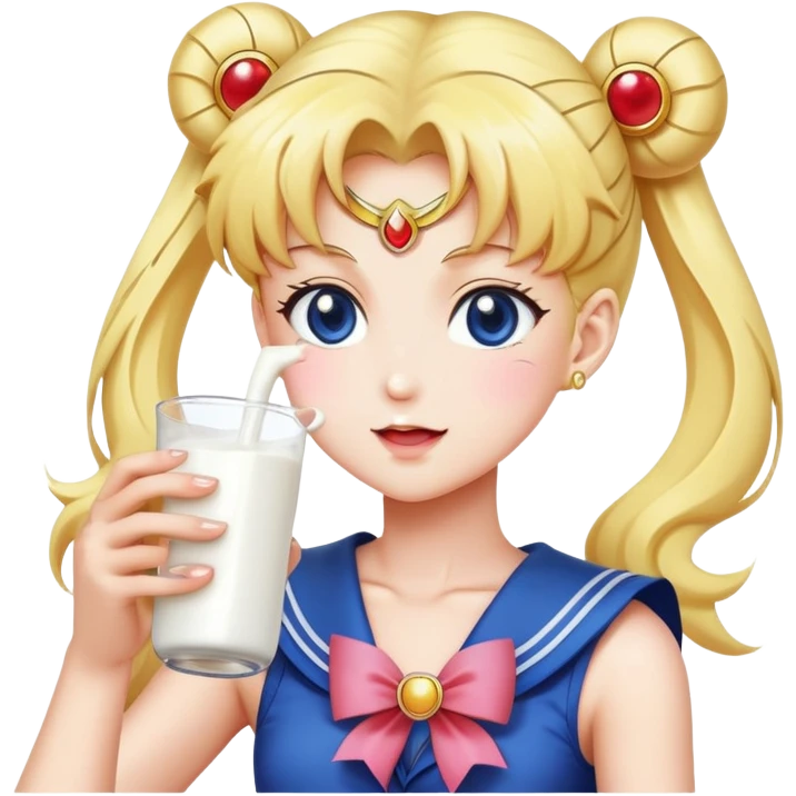 Salor Moon with milk emoji
