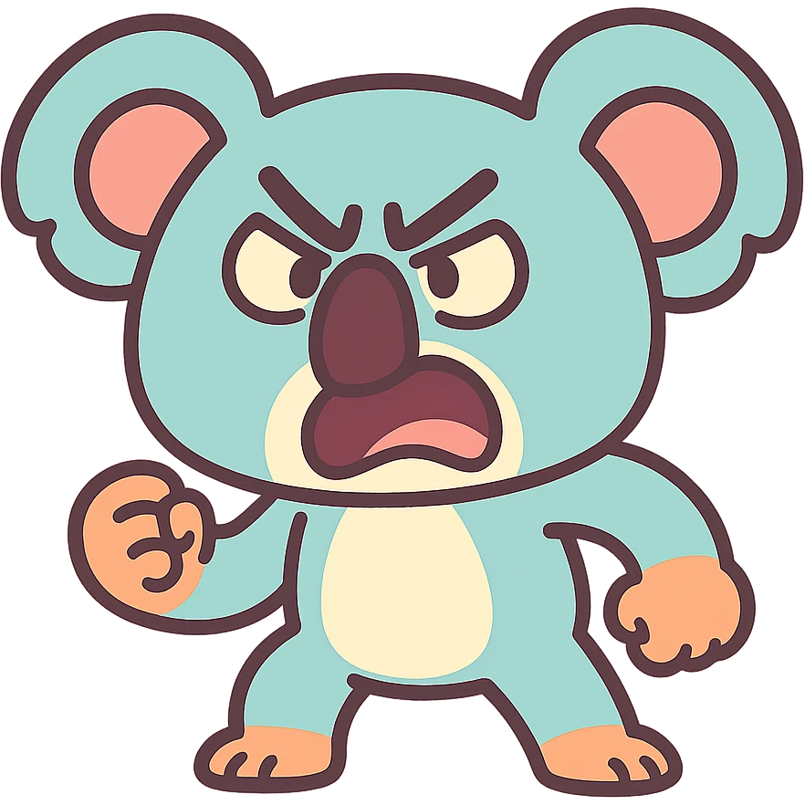 angry koala in pastel toon style emoji