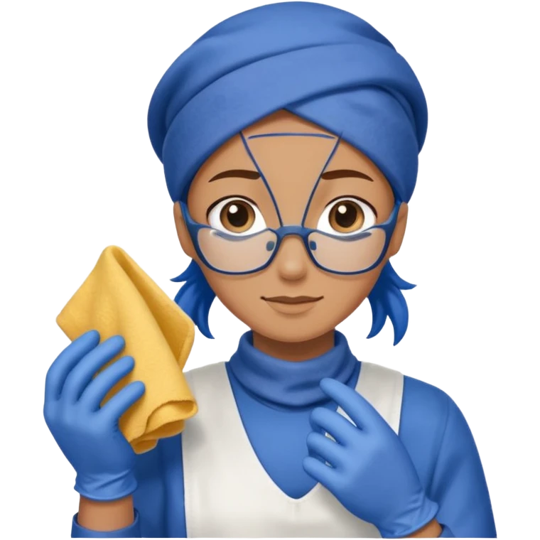 Cleaner + blue gloves + rag, Cafe staff. emoji