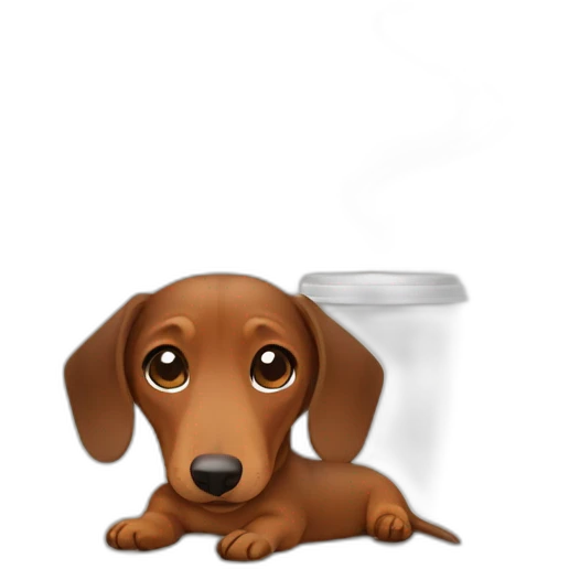 dachshund drinking a coffee emoji