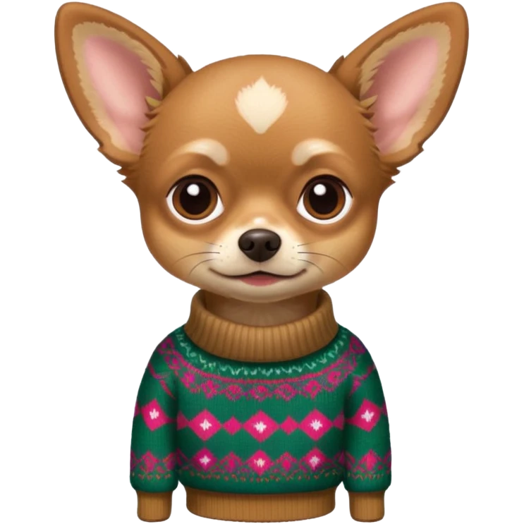 
 deer-head chihuahua sitting wearing a sweater emoji