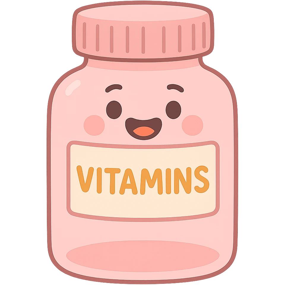 pastel pink vitamin bottle, soft colors, minimal label, gentle lighting, clean and modern style emoji