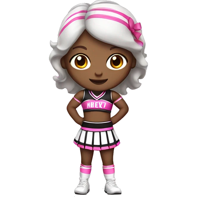Cheerleader in black and pink kit white skin and brown hair full body   emoji