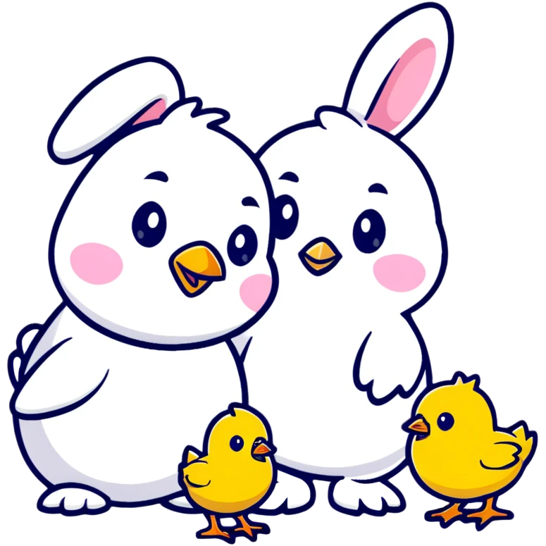 Easter bunny and chick emoji