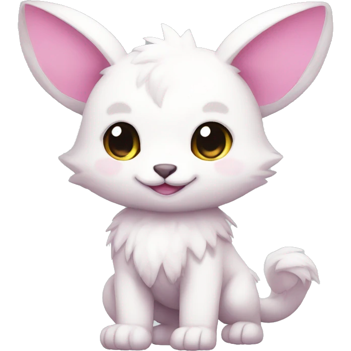 Cute cool white pink animal hybrid Fakemon full body emoji
