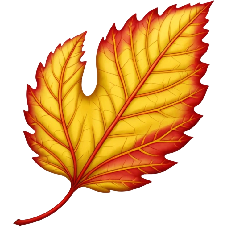 yellow and red lanceolate leaf  emoji