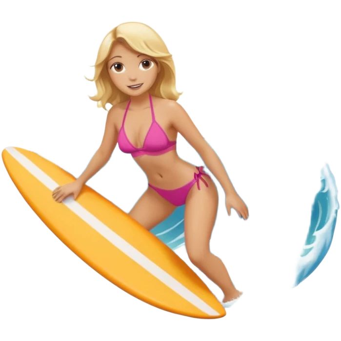 Blonde girl surfing with a bikini a barrel emoji