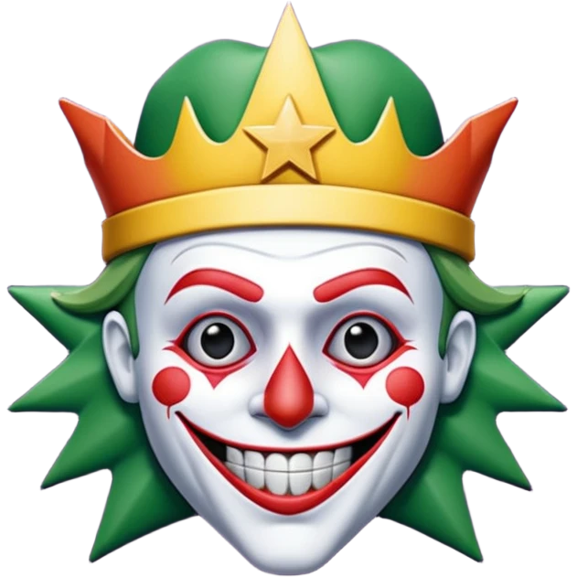 1 poker card, perfectly squared card, with crazy colorful human jolly joker inside, star symbol with a "J" emoji