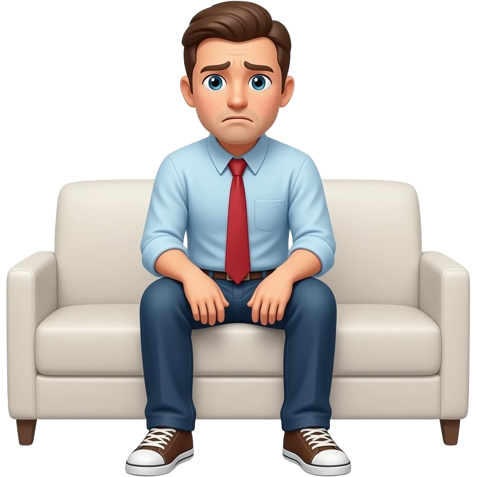 hombre sentado preocupado full body emoji