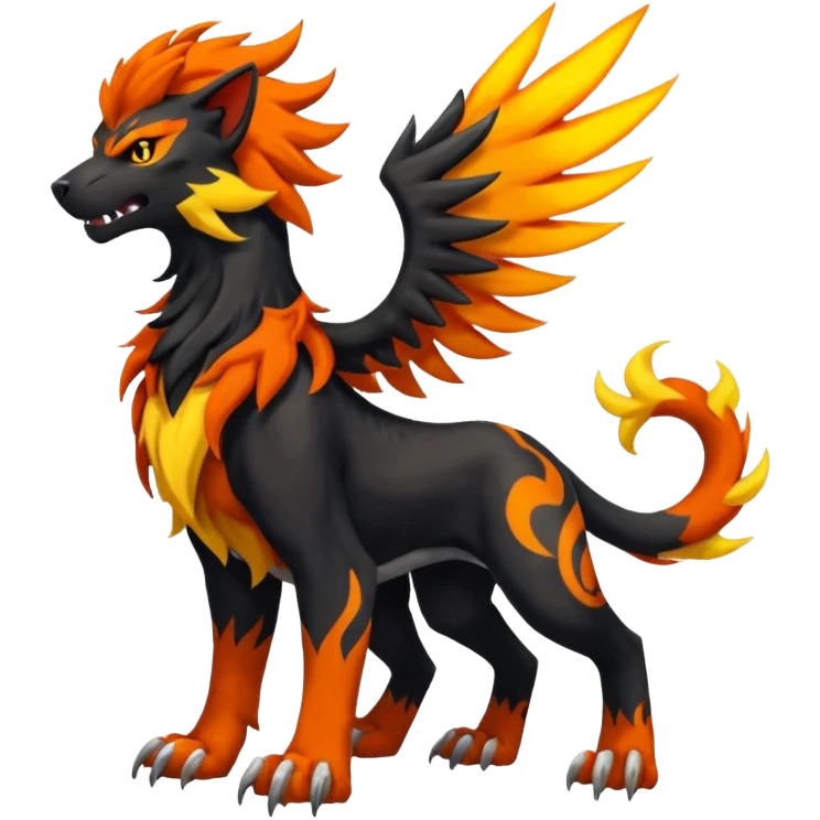 Fiery Powerful Epic Legendary Pyroar-Houndoom-Tigress-Luxray-Silvally-Gryphon-fusion (full body) emoji