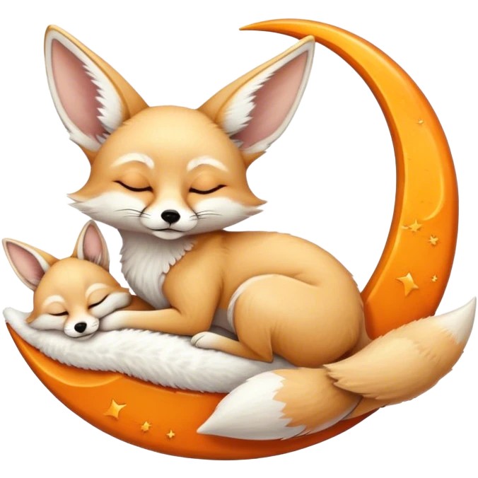 fennec sleeping on a moon sickle  emoji