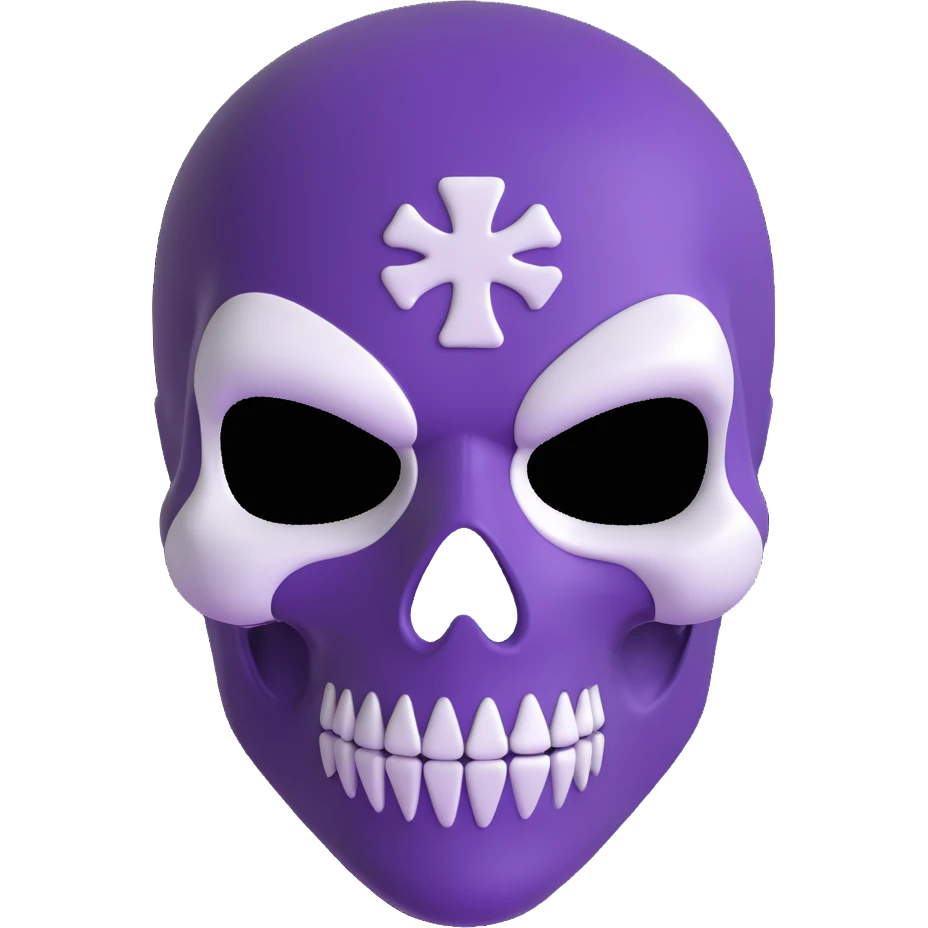 purple character with a white skull mask emoji