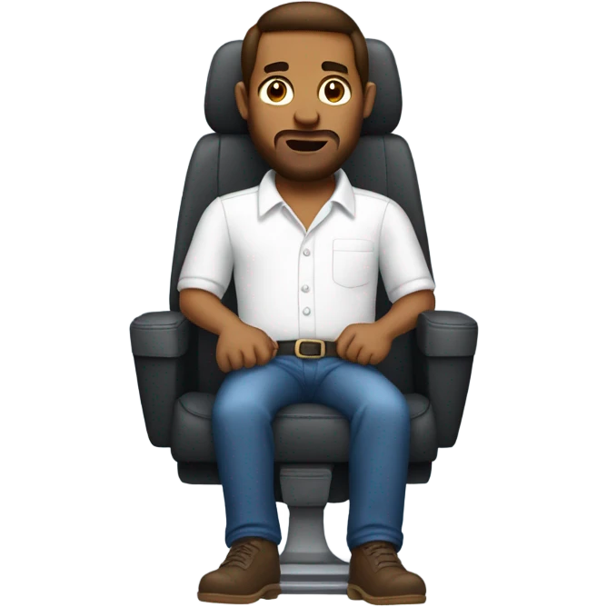 man in white button-down shirt sitting in a car seat emoji