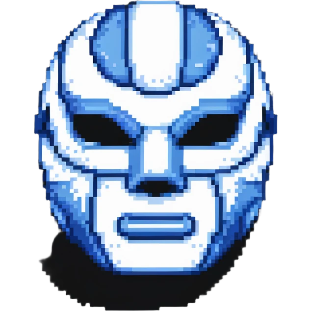 classic blue and white luchador mask in pixel art style emoji