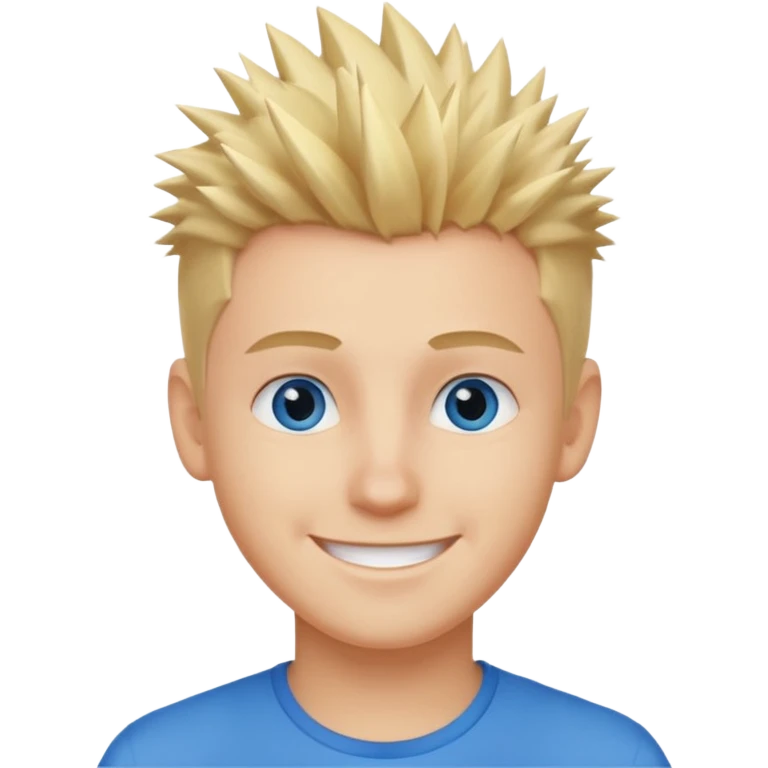 young man with blond spiky hair, smiling emoji