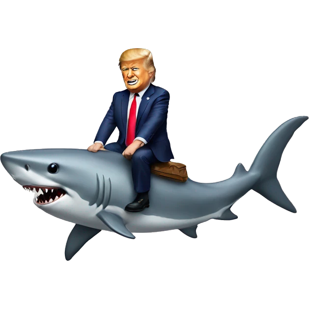Donald Trump riding a shark emoji