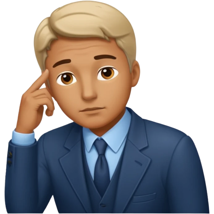 Rich man asking himself a question, thoughtful emoji