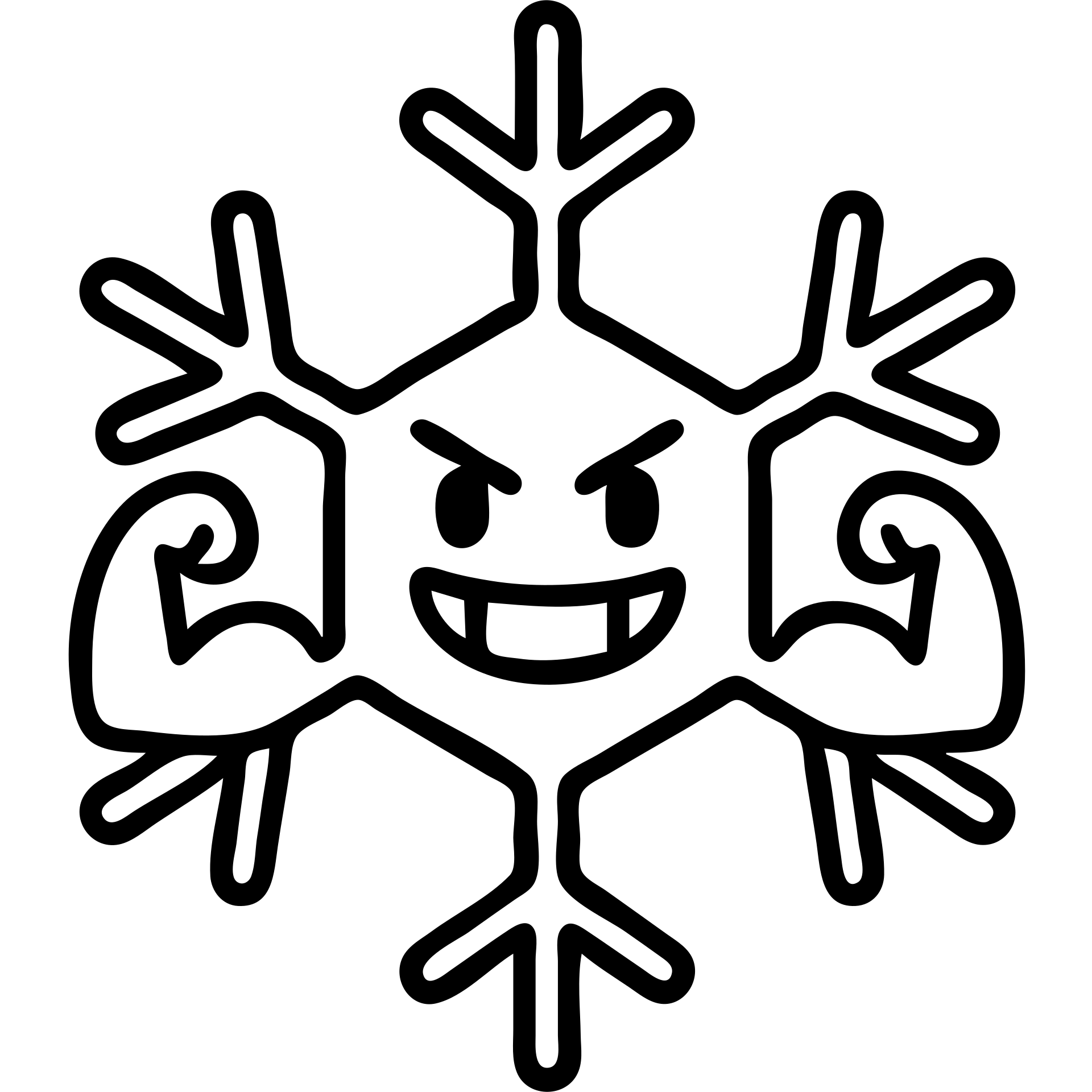 a mighty strong snowflake, thick lines, energetic, confident expression, thick black outlines emoji