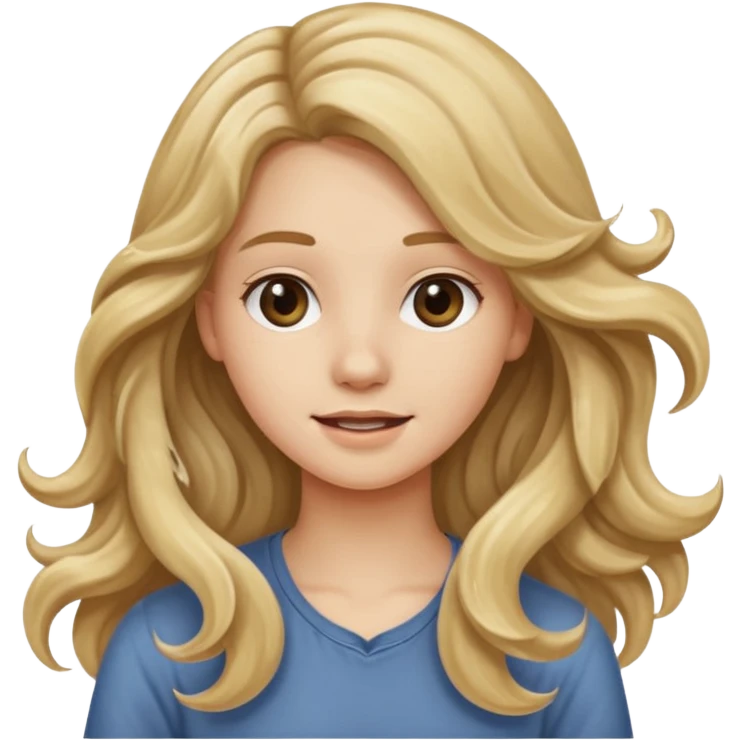 18 year old girl with long wavy dirty blonde hair waving emoji