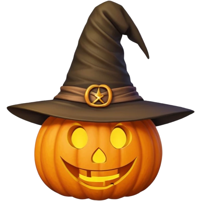 Pumpkin wearing a witch hat emoji