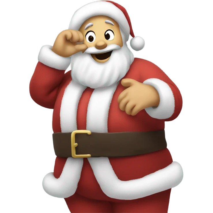 santa rubbing his bare hairy fat belly as he laughs emoji