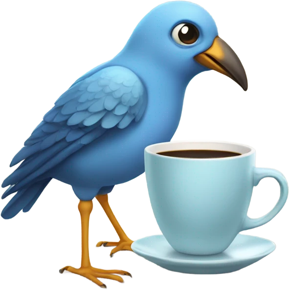 Cartoon bird drinking coffee with a pair of underwear on  emoji