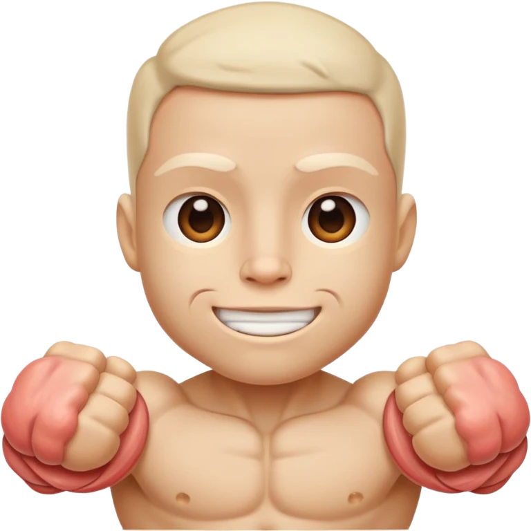 cute face with outer layer of skin removed, showing simplified muscles and tissue, friendly and non-scary emoji