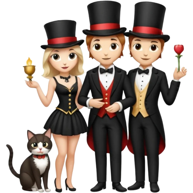 magician couple and their pet cat emoji