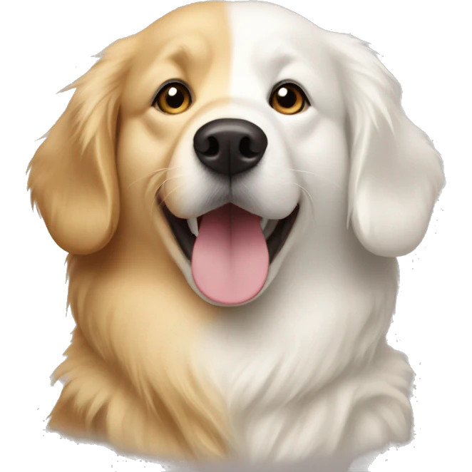 Golden retriever and white husky question mark emoji