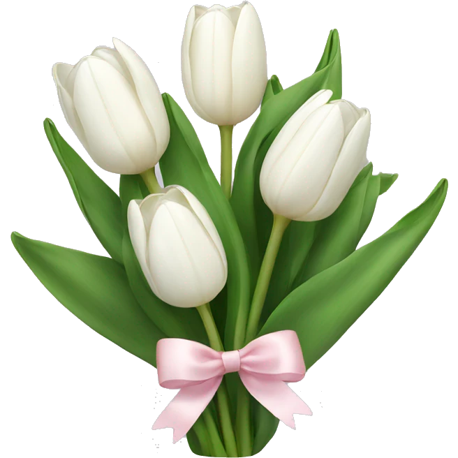 White tulips bouquet with light pink bow  emoji