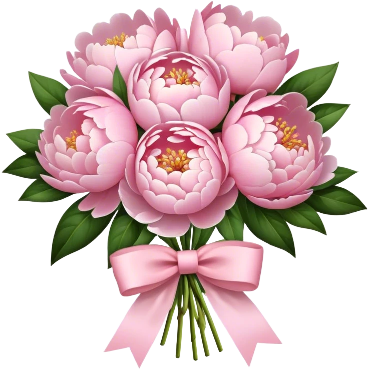Light Pink peonies bouquet with light pink bow emoji