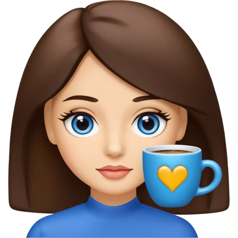 Memoji piel morena ojos cafés cabello largo color azul con esté 🖕🏻emoji emoji