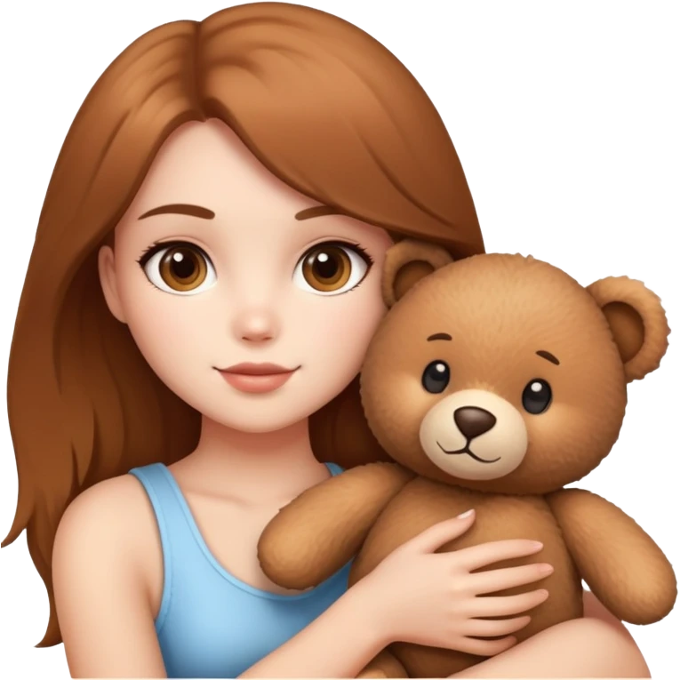 A beautiful girl with a teddy bear in her hand  emoji