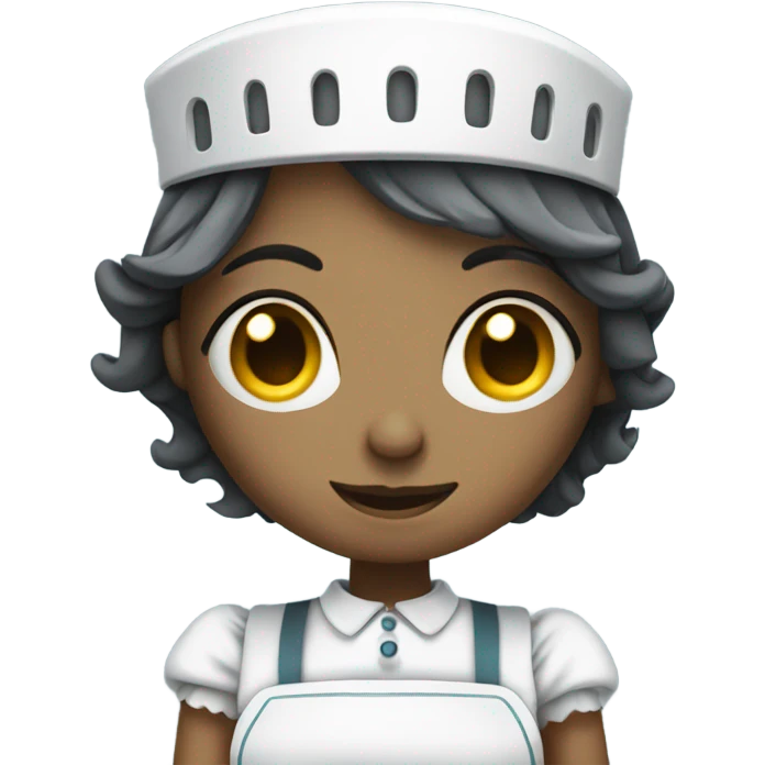 Robot wearing a maid apron emoji