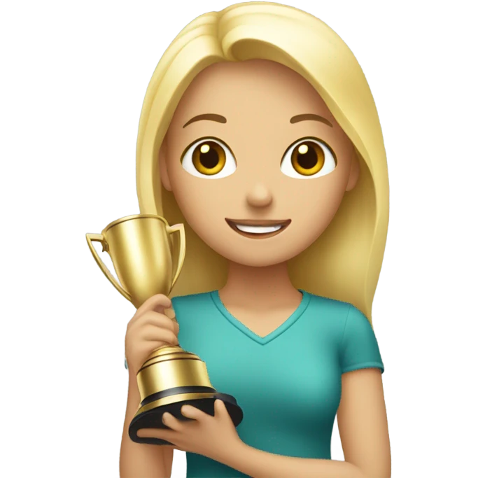 Blond girl holding trophie  emoji
