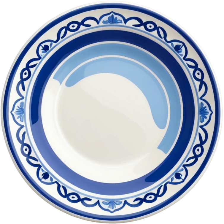 Plate with blue decorative outline  emoji