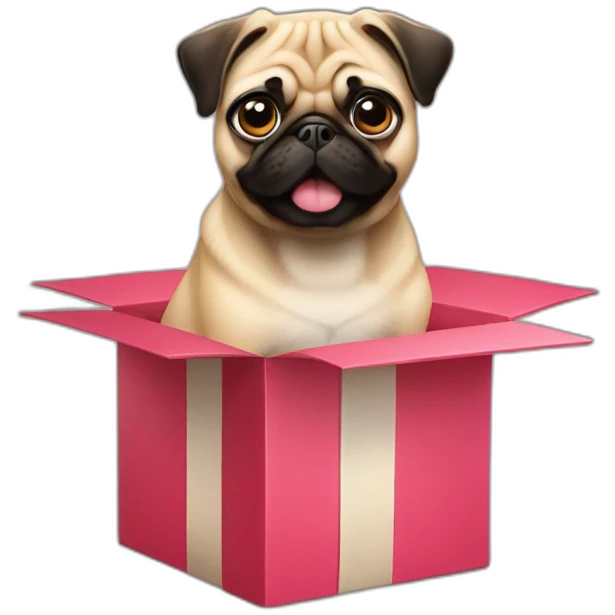 pug from gift box emoji