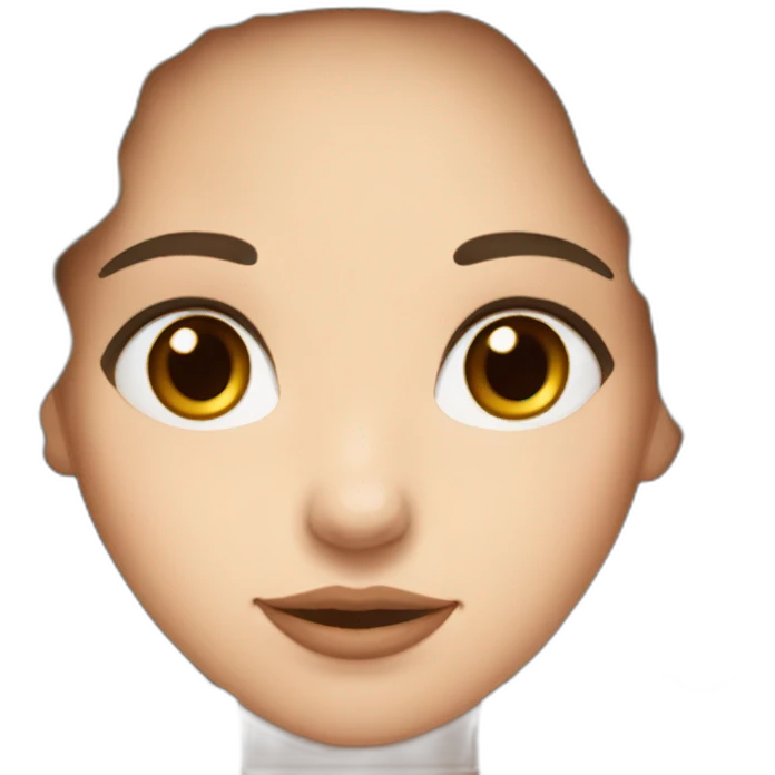 white girl, brown hair, dark brown eyes, thin lips, mole on the cheek emoji