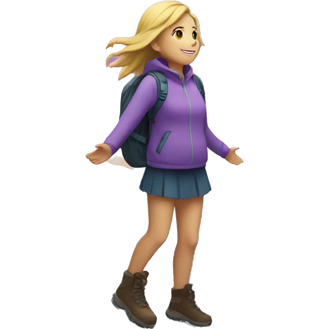 girl on a top of mountain and reaching star emoji