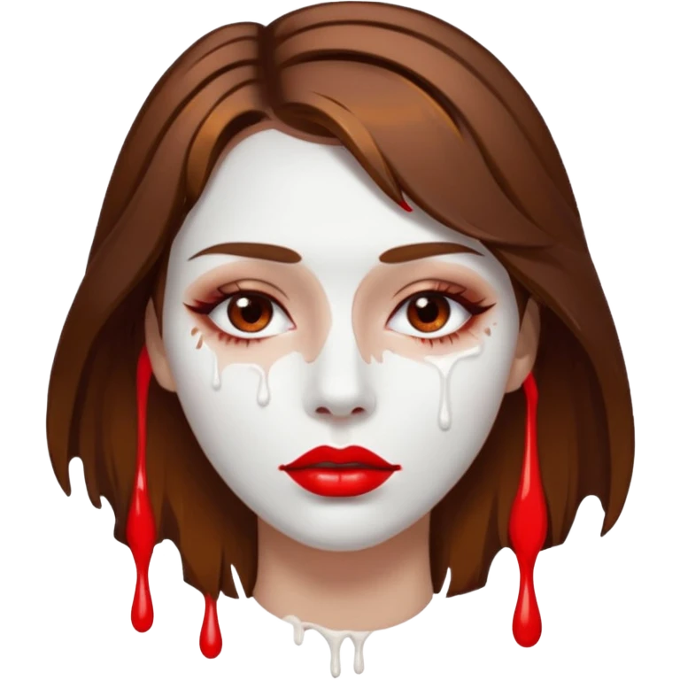 Brown Hair, Woman, white paint drip, face, hot, Sexy, lips emoji