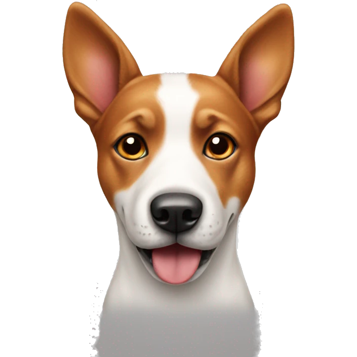 A red white dog with one standing ear emoji