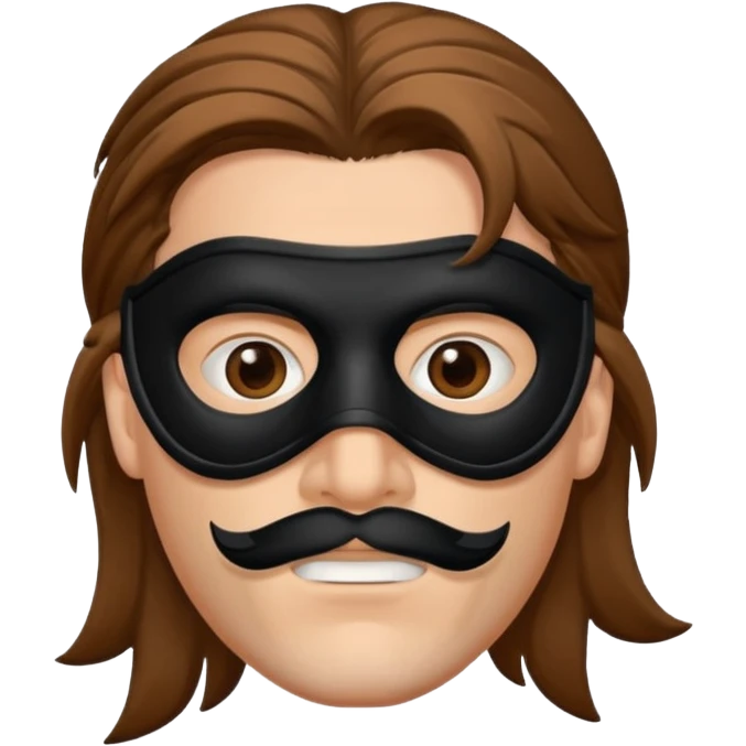 A guy with a brown mullet and a black mask over his mouth and nose emoji