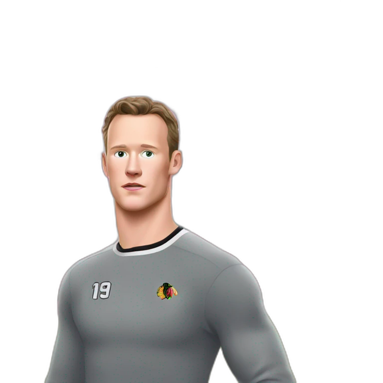 Jonathan Toews standing in front of pink mansion emoji