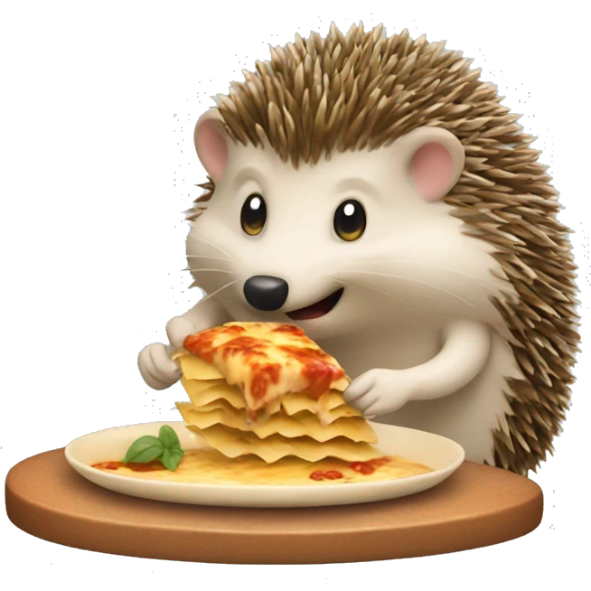 Hedgehog eating a lasagna  emoji