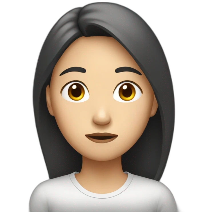 asian young woman worried emoji