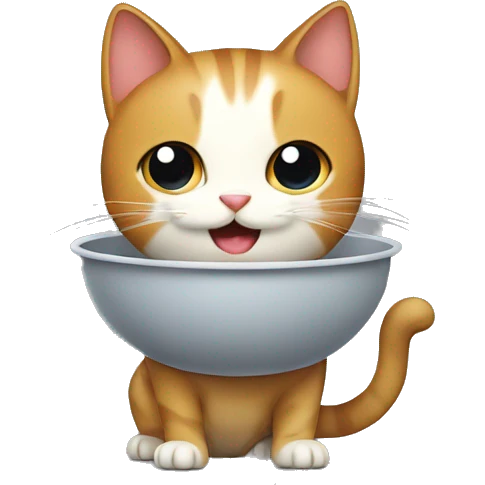 Cat carrying a food bowl emoji