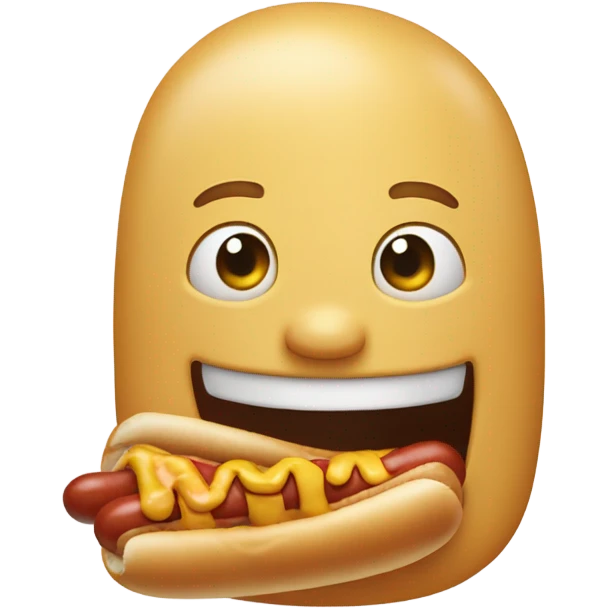 Smiling face eating hotdog emoji