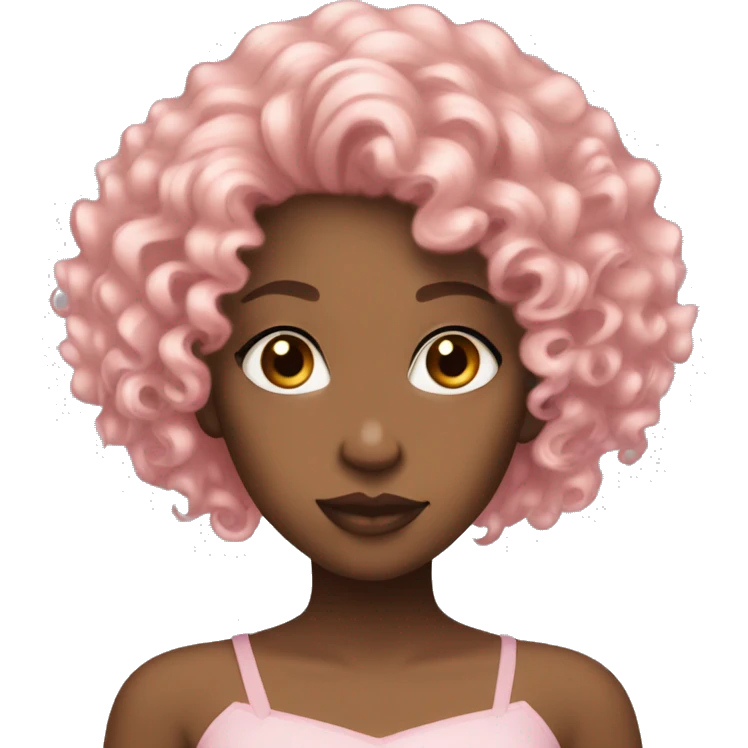 light pink curly hair , black woman, red eyes, princess. emoji