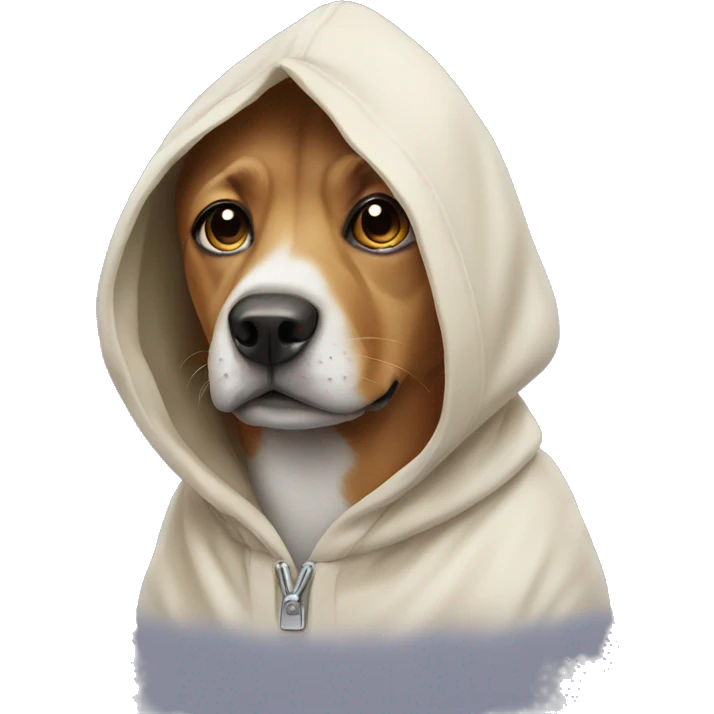 Dog wearing a hodie emoji