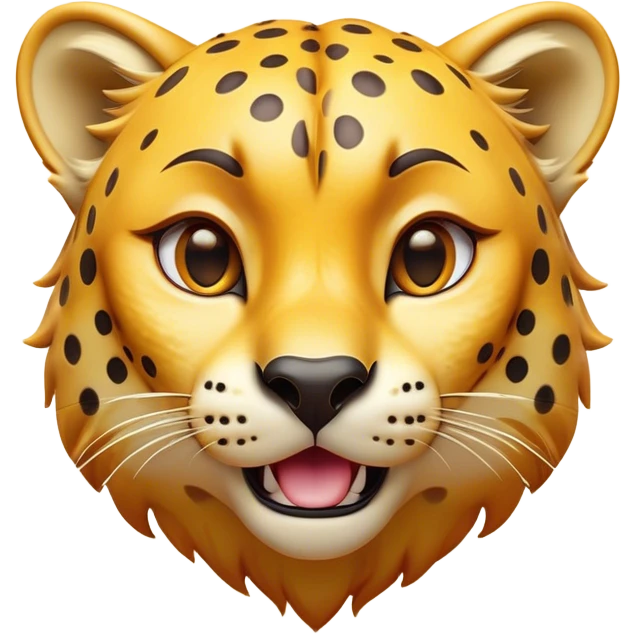 Cinematic Comical Cheetah Portrait Emoji, Head tilted dramatically with an exaggeratedly amused expression, featuring a striking, glossy golden Fur with bold spots, wide, expressive amber eyes filled with playful disbelief, Simplified yet hilariously expressive features, highly detailed, glowing with a slightly sassy glow, high shine, dramatic yet playful, stylized with an air of cheeky mischief, bright and endearing, soft glowing outline, capturing the essence of a spirited and over-the-top cheetah, so meme-worthy it feels like it could dash its way into internet fame instantly! emoji